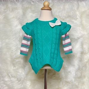 Little Lass Baby Girls Metallic Green Sweater 6-9M